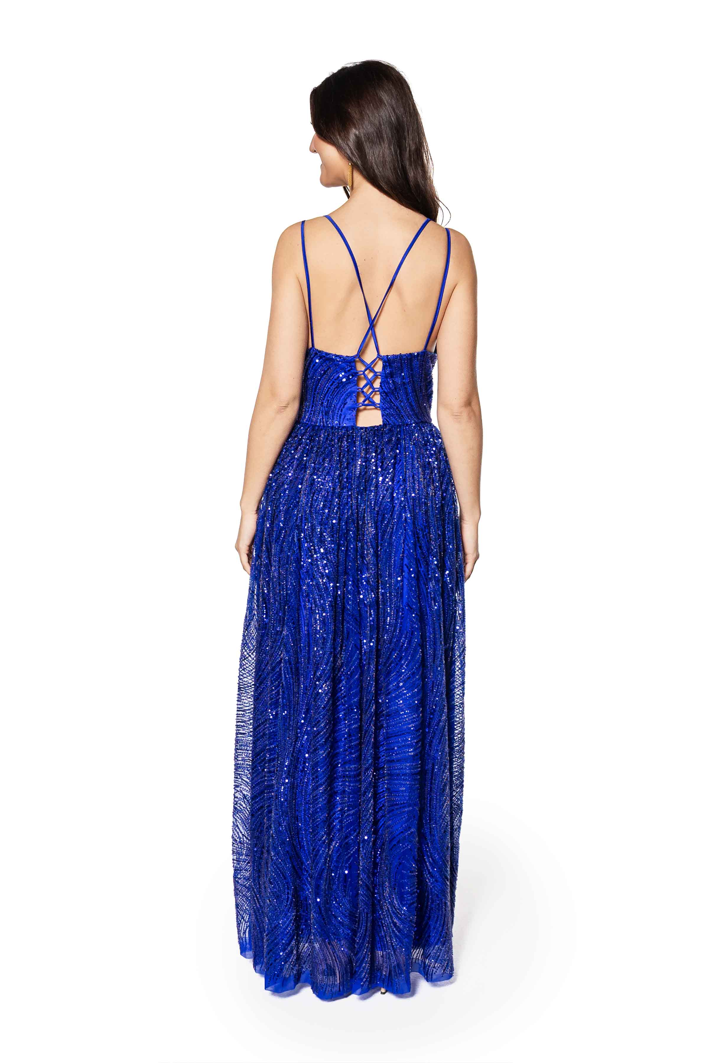 Sapphire Midnight Sequin Gown