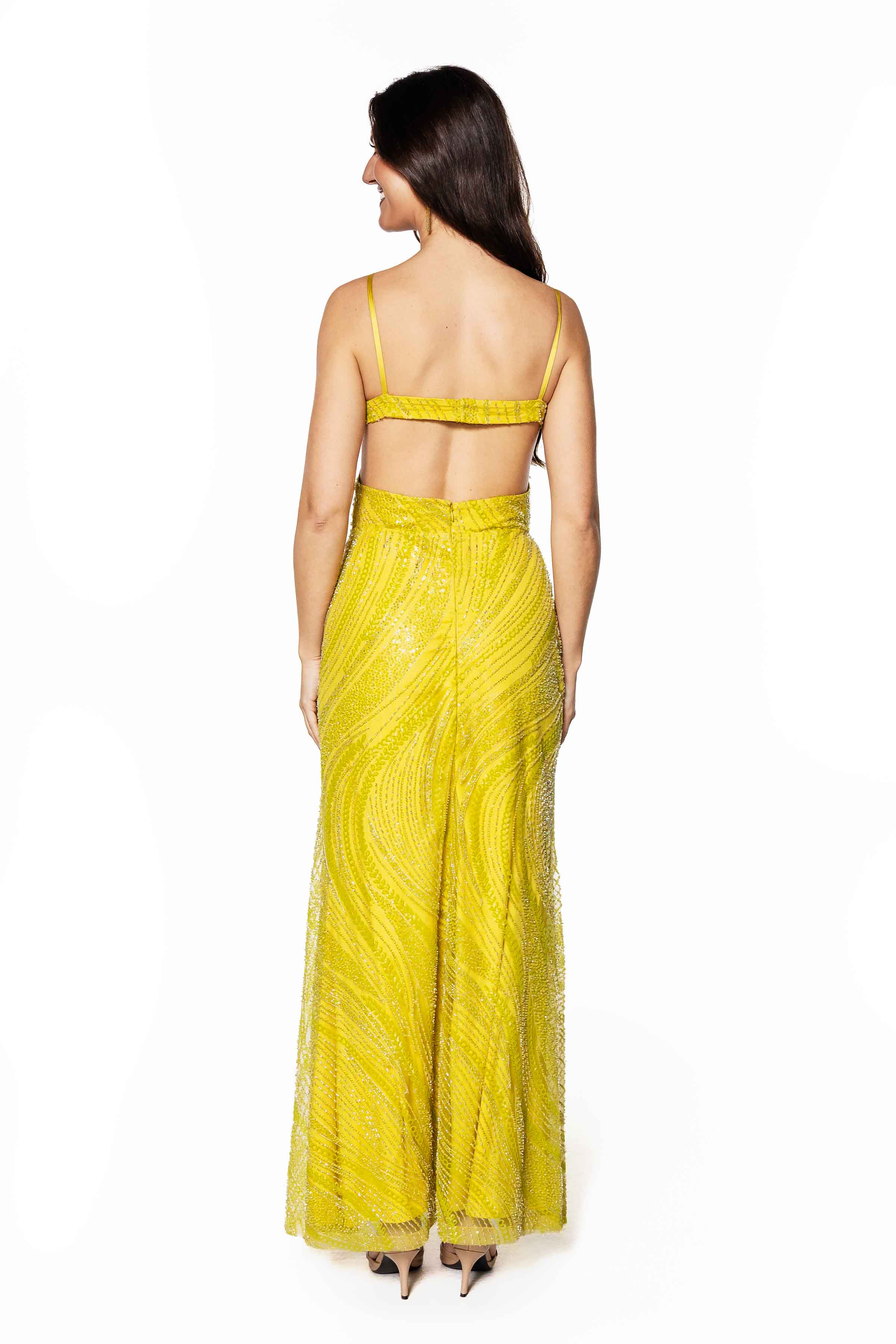 Sunburst Cut-Out Embellished Gown