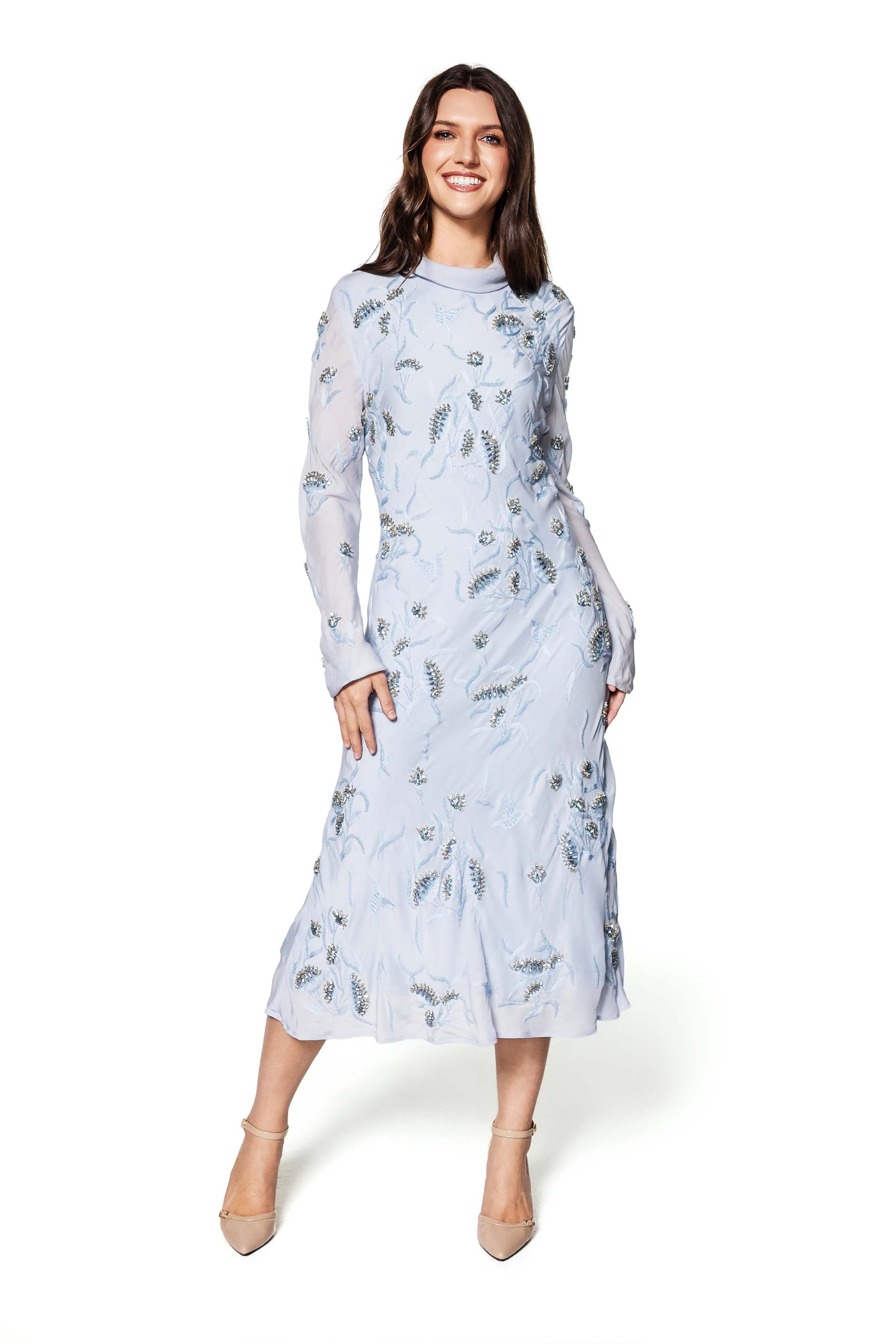 Ethereal Embellished Silk Dress