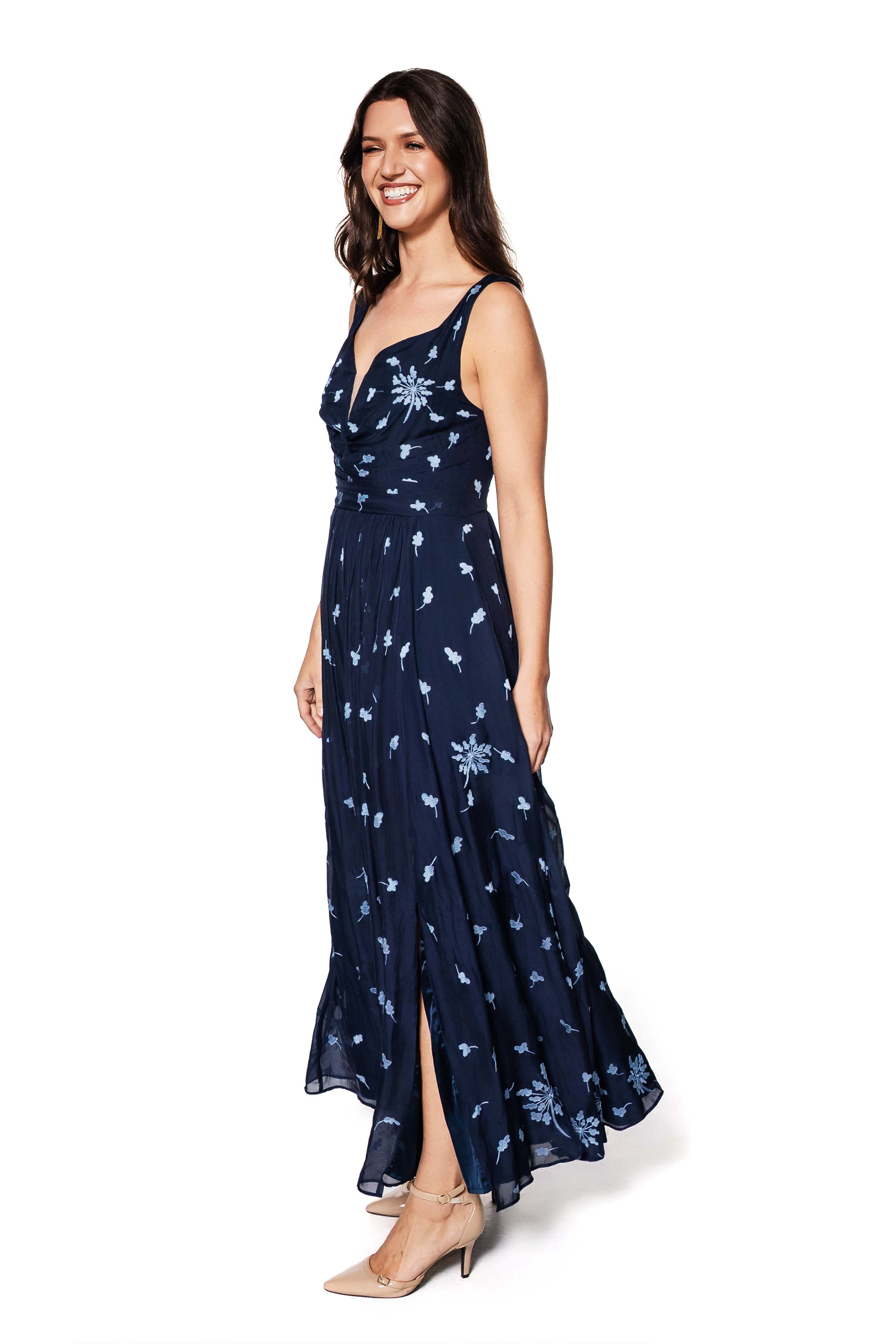 Angelica Silk Embroidered Silk Gown