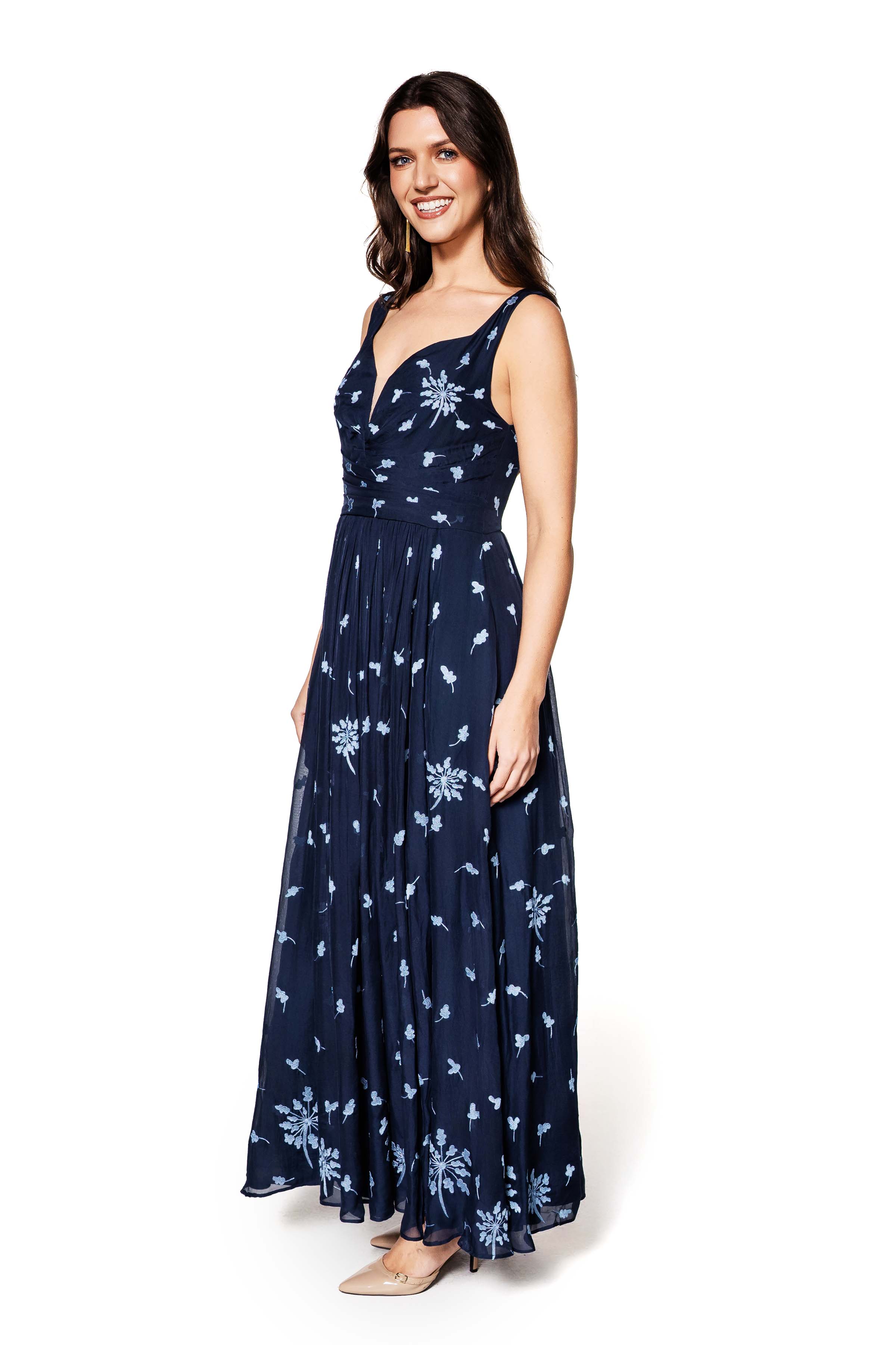 Angelica Silk Embroidered Silk Gown