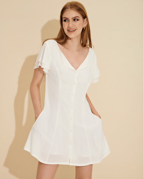 Altair Double Layered Flutter-Sleeve Mini Dress