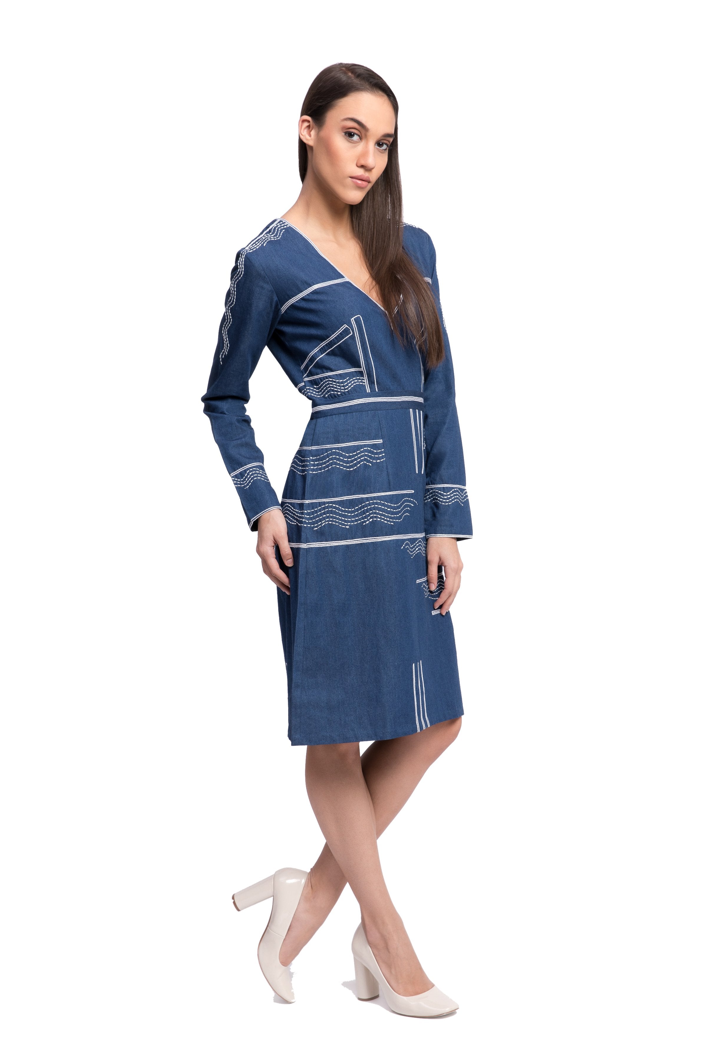 FRIDERICH Embroidered Denim Dress