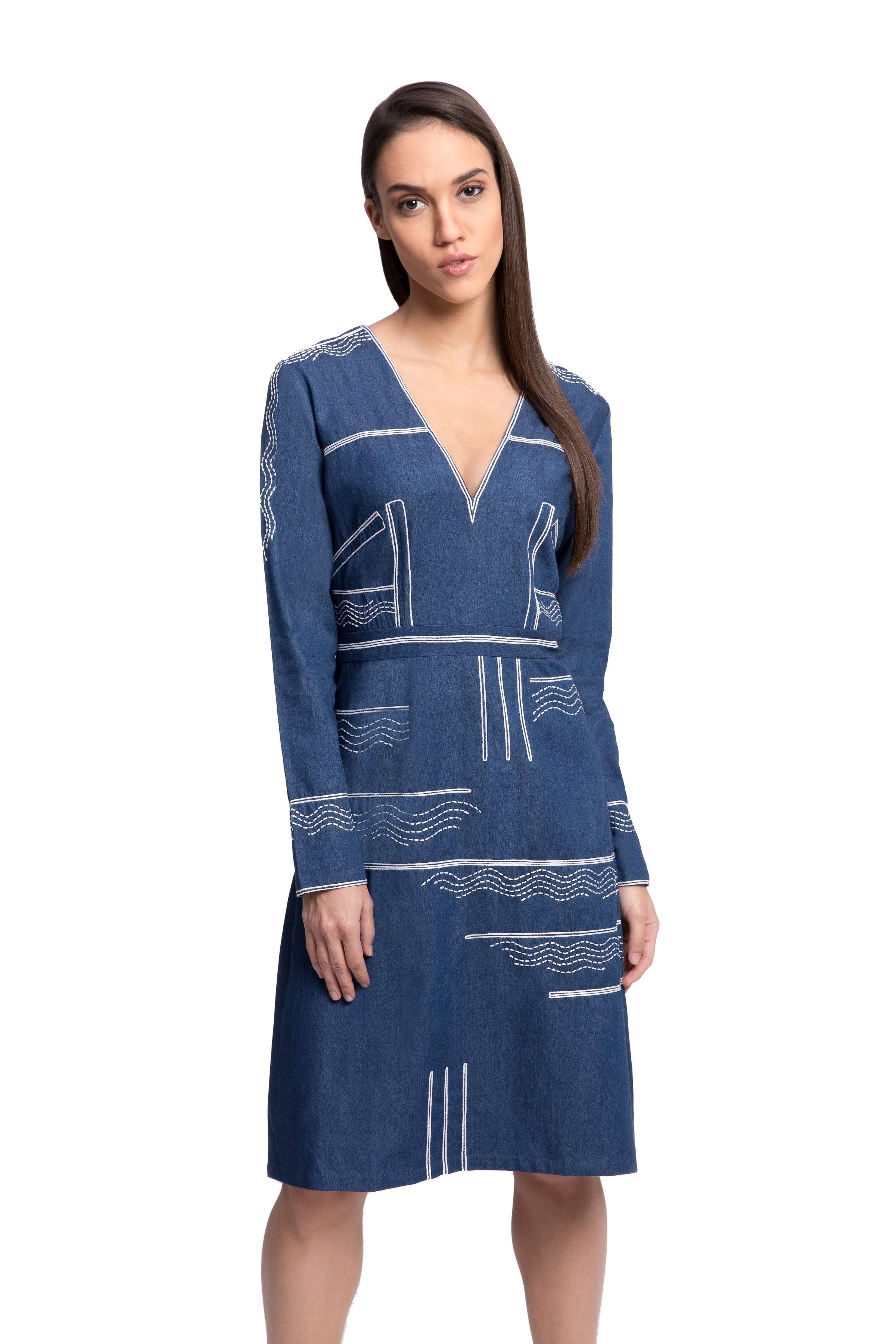 FRIDERICH Embroidered Denim Dress