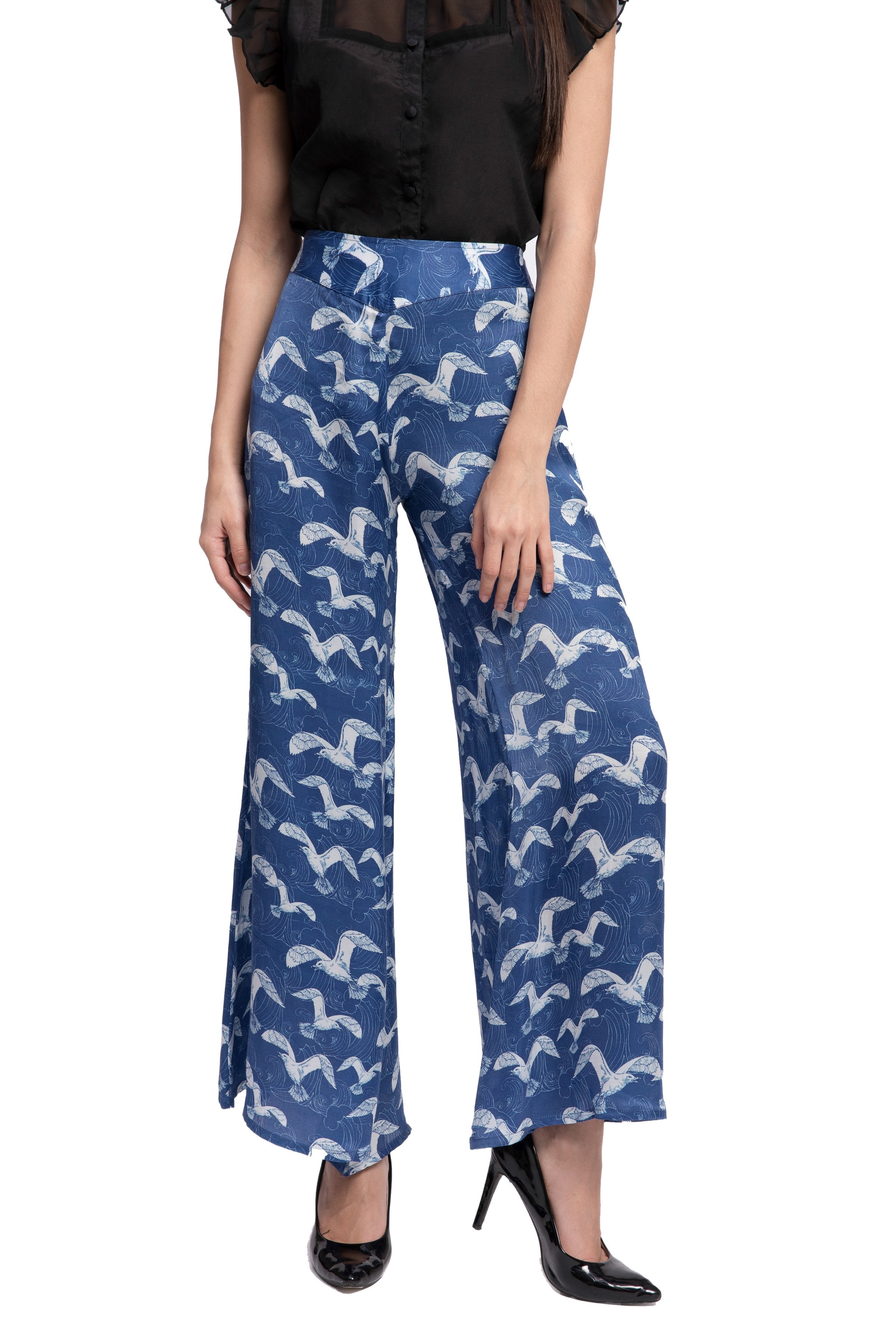 PLURIDENS Bird Print Wide Leg Pants