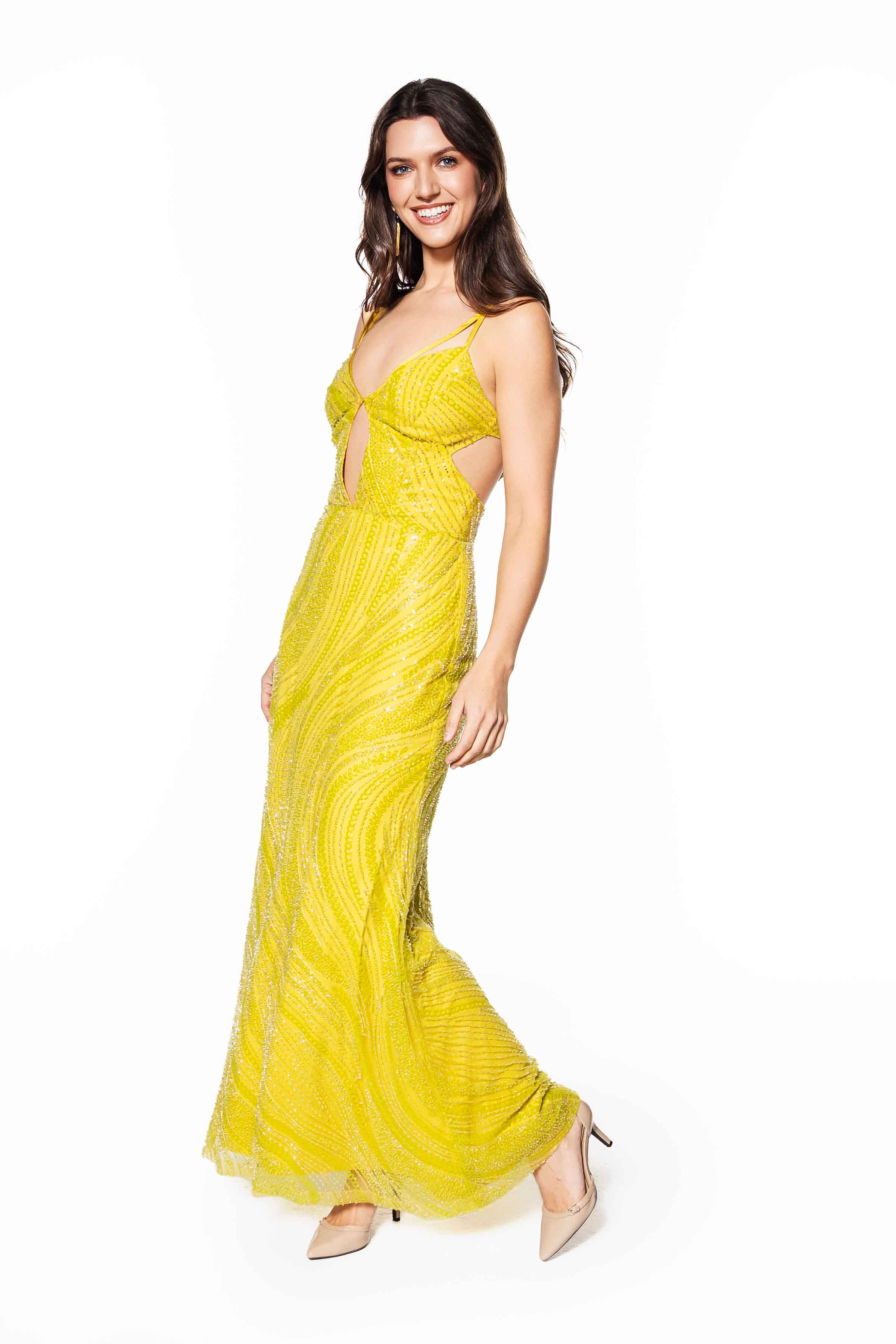 Sunburst Cut-Out Embellished Gown