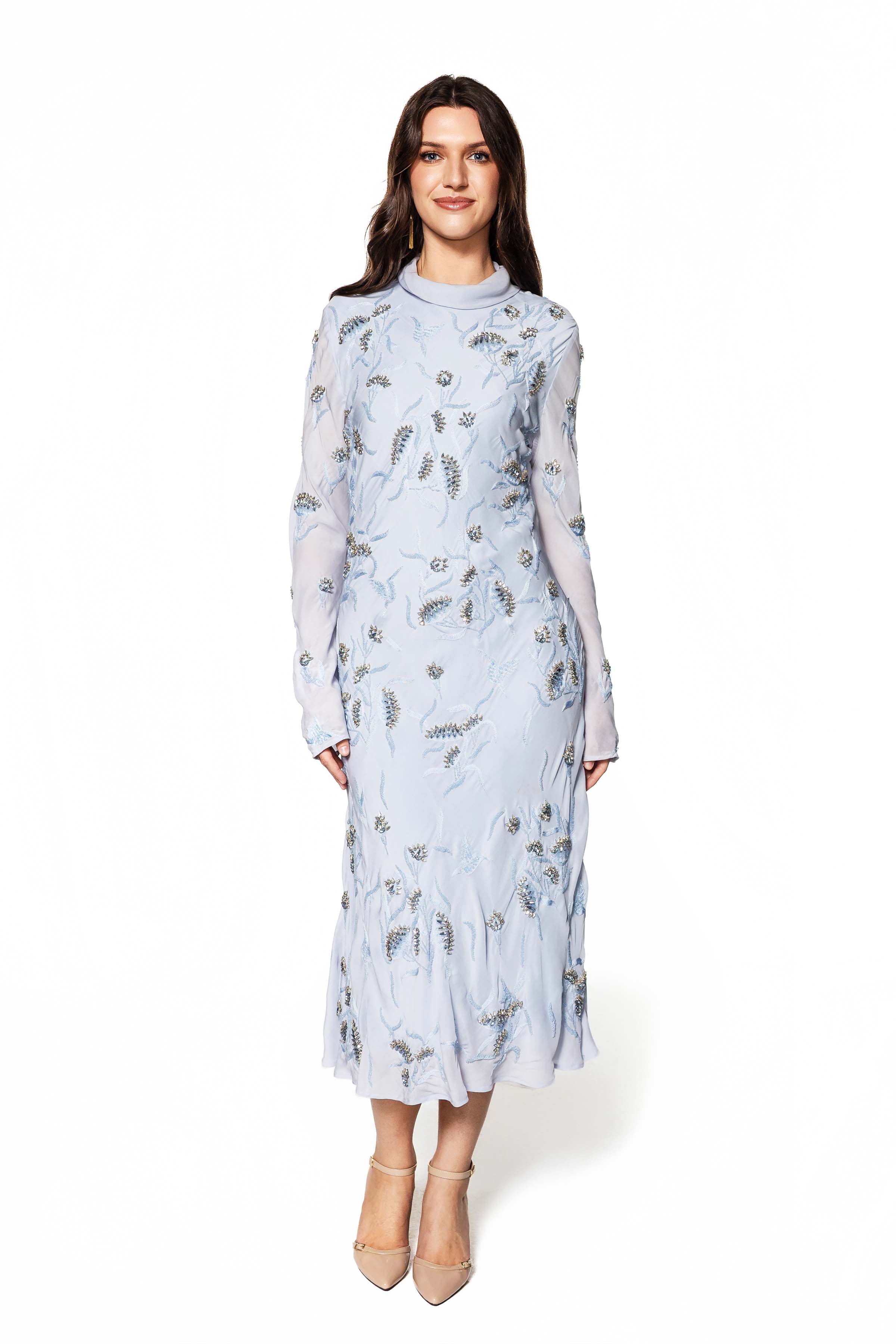 Ethereal Embellished Silk Dress