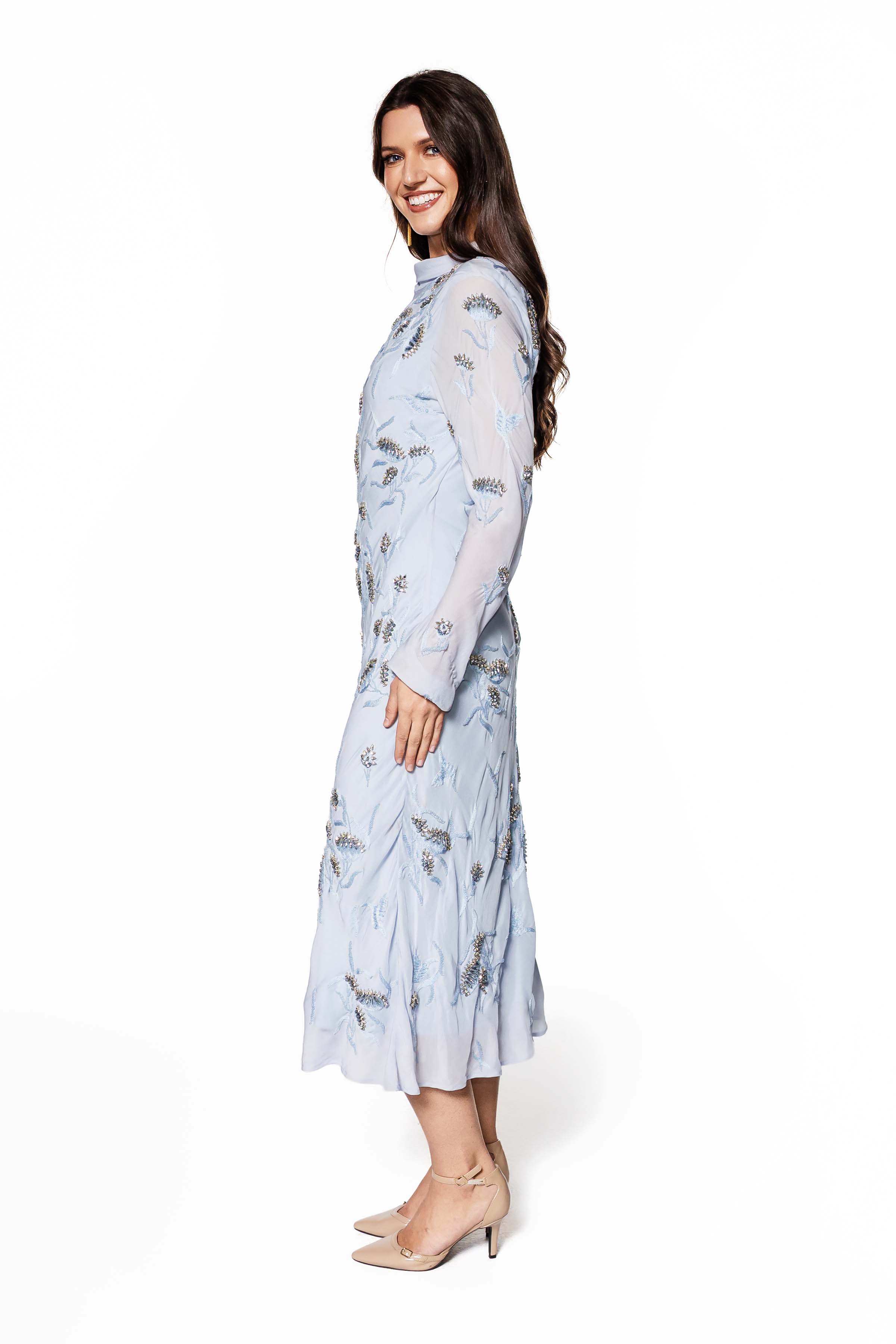 Ethereal Embellished Silk Dress