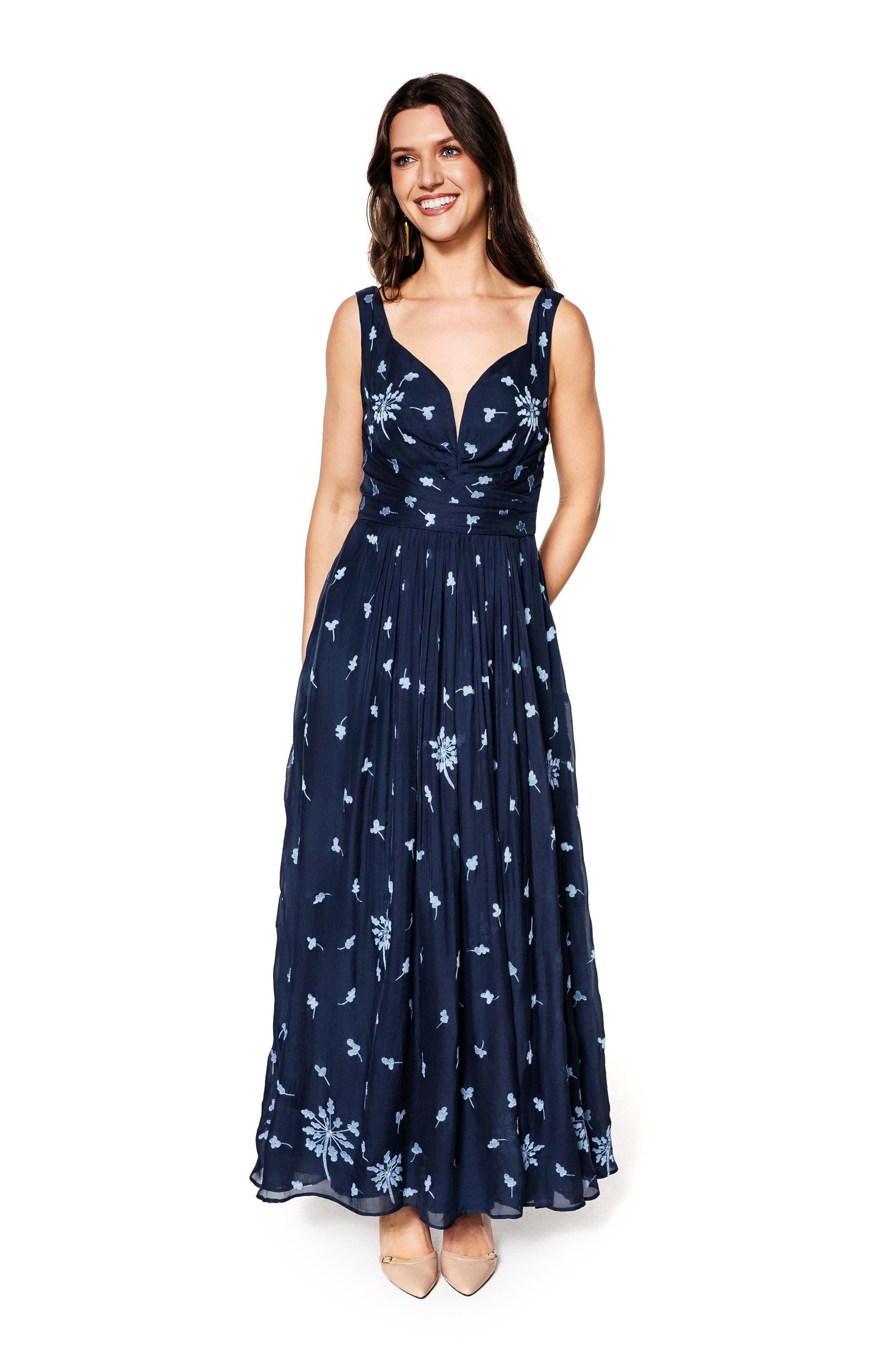 Angelica Silk Embroidered Silk Gown