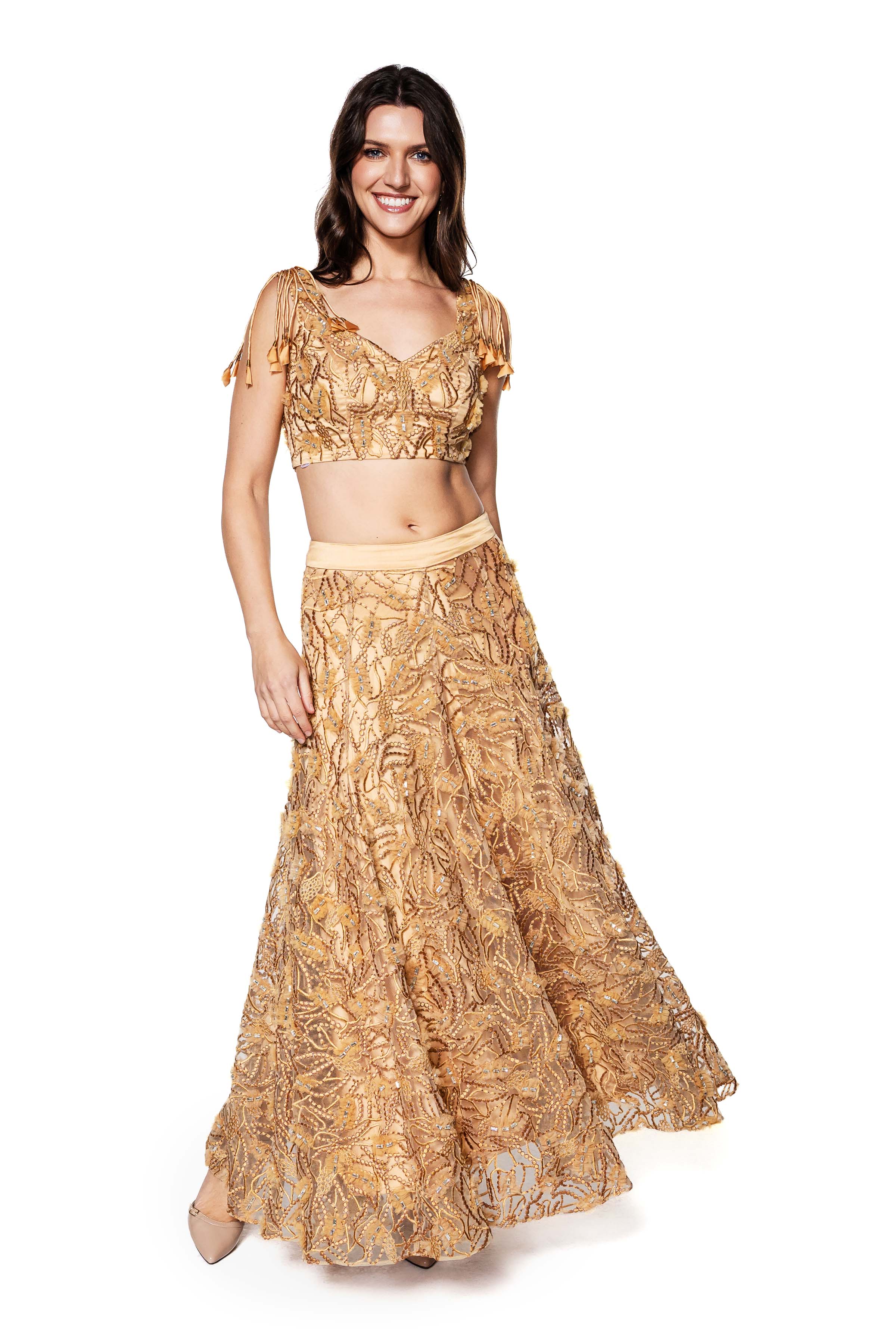 Aurelian Dawn Embroidered Top & Skirt