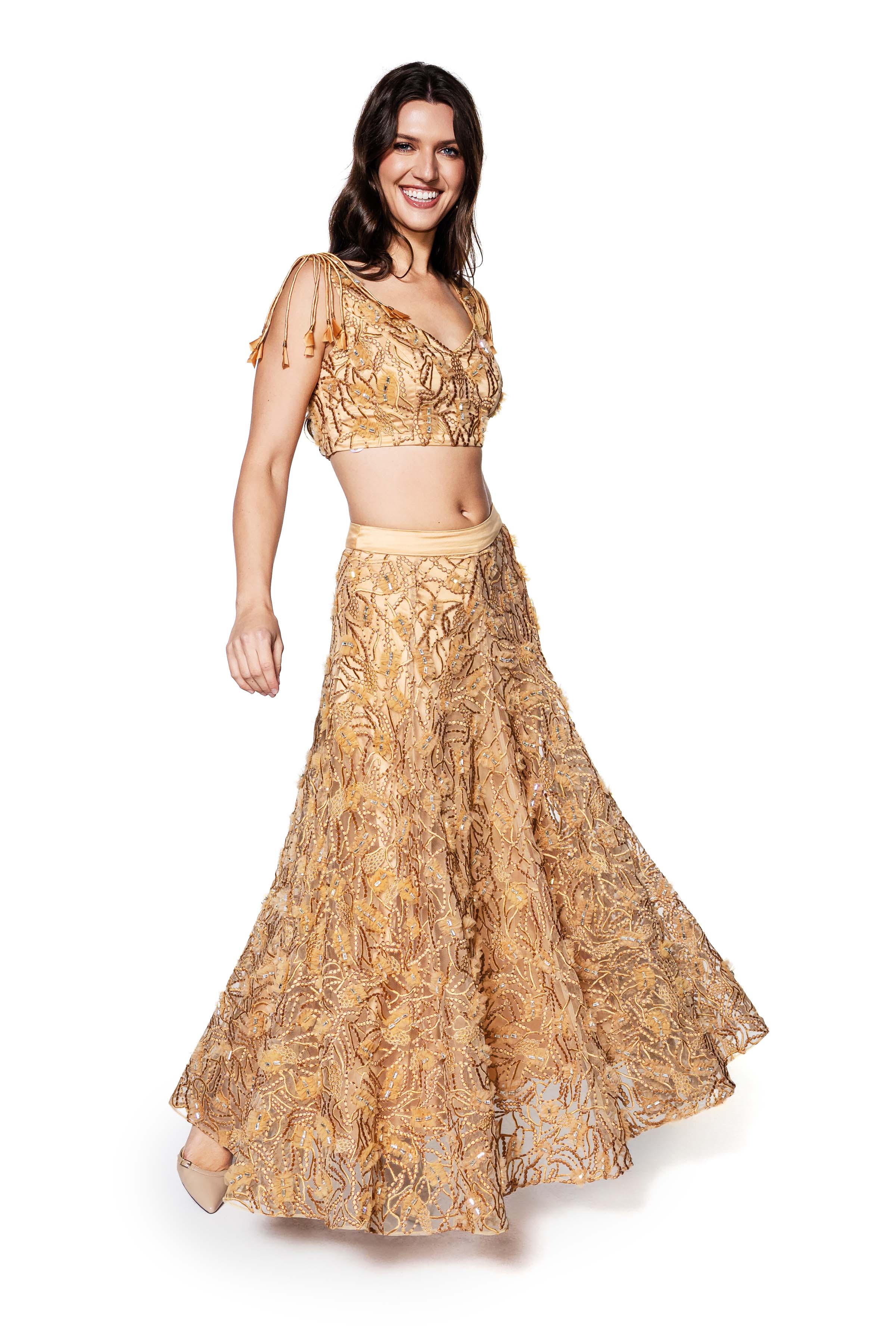 Aurelian Dawn Embroidered Top & Skirt