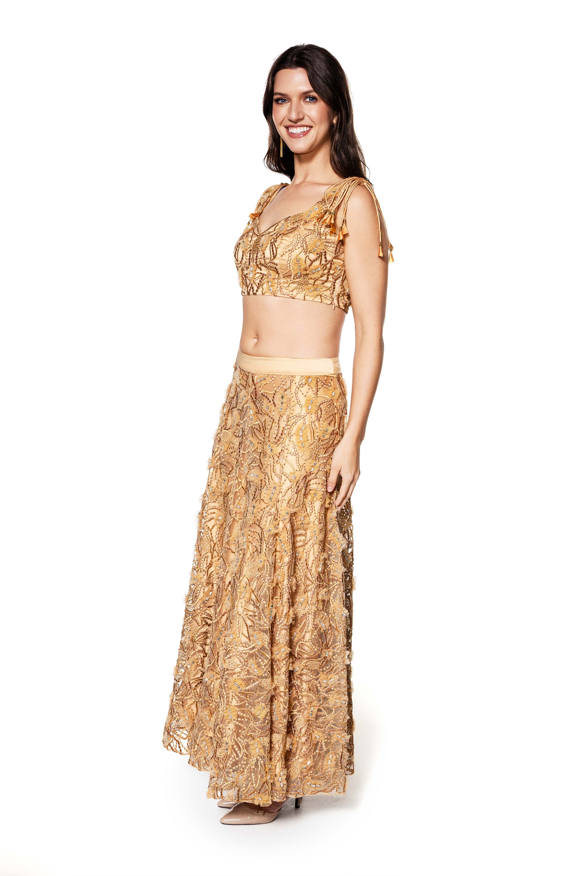 Aurelian Dawn Embroidered Top & Skirt