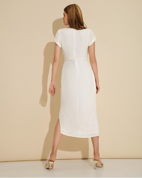 Elara Pleated Sleeve Wrap Dress