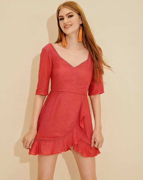Aquila Crimson Wrap Mini Dress