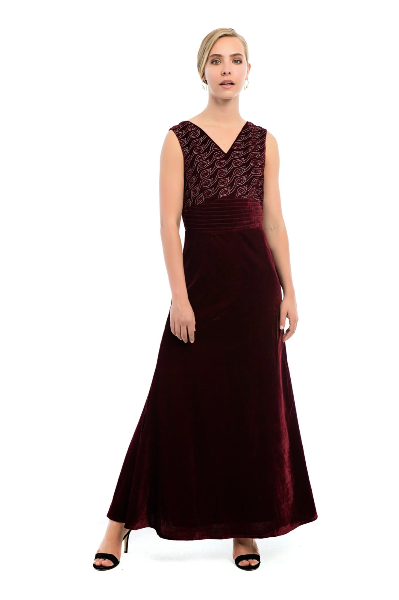 PRIMULA Embroidered Silk Velvet Gown