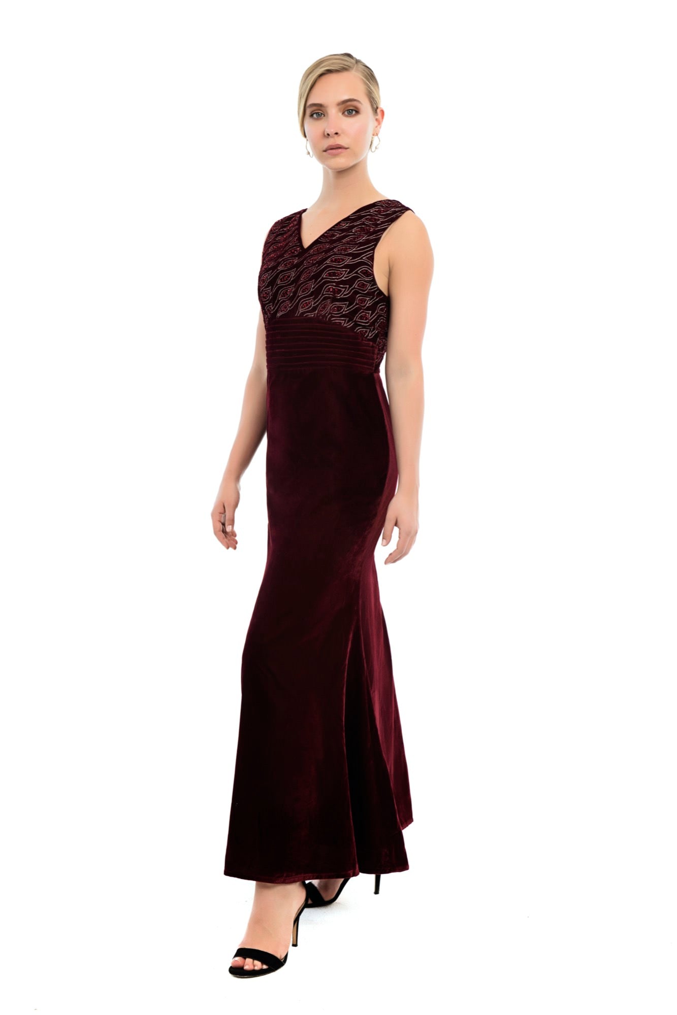 PRIMULA Embroidered Silk Velvet Gown