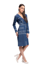 Load image into Gallery viewer, FRIDERICH Embroidered Denim Dress