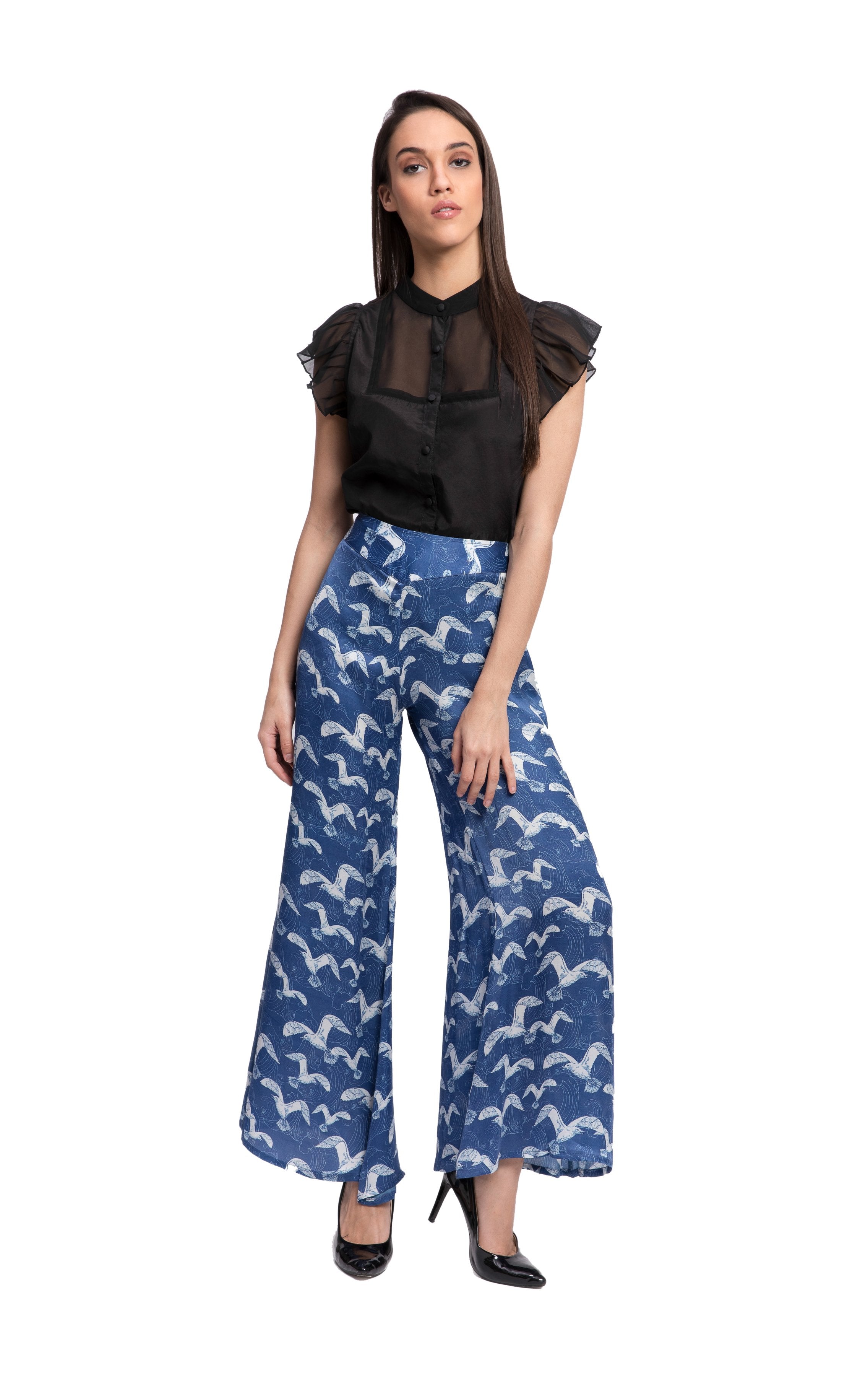 PLURIDENS Bird Print Wide Leg Pants