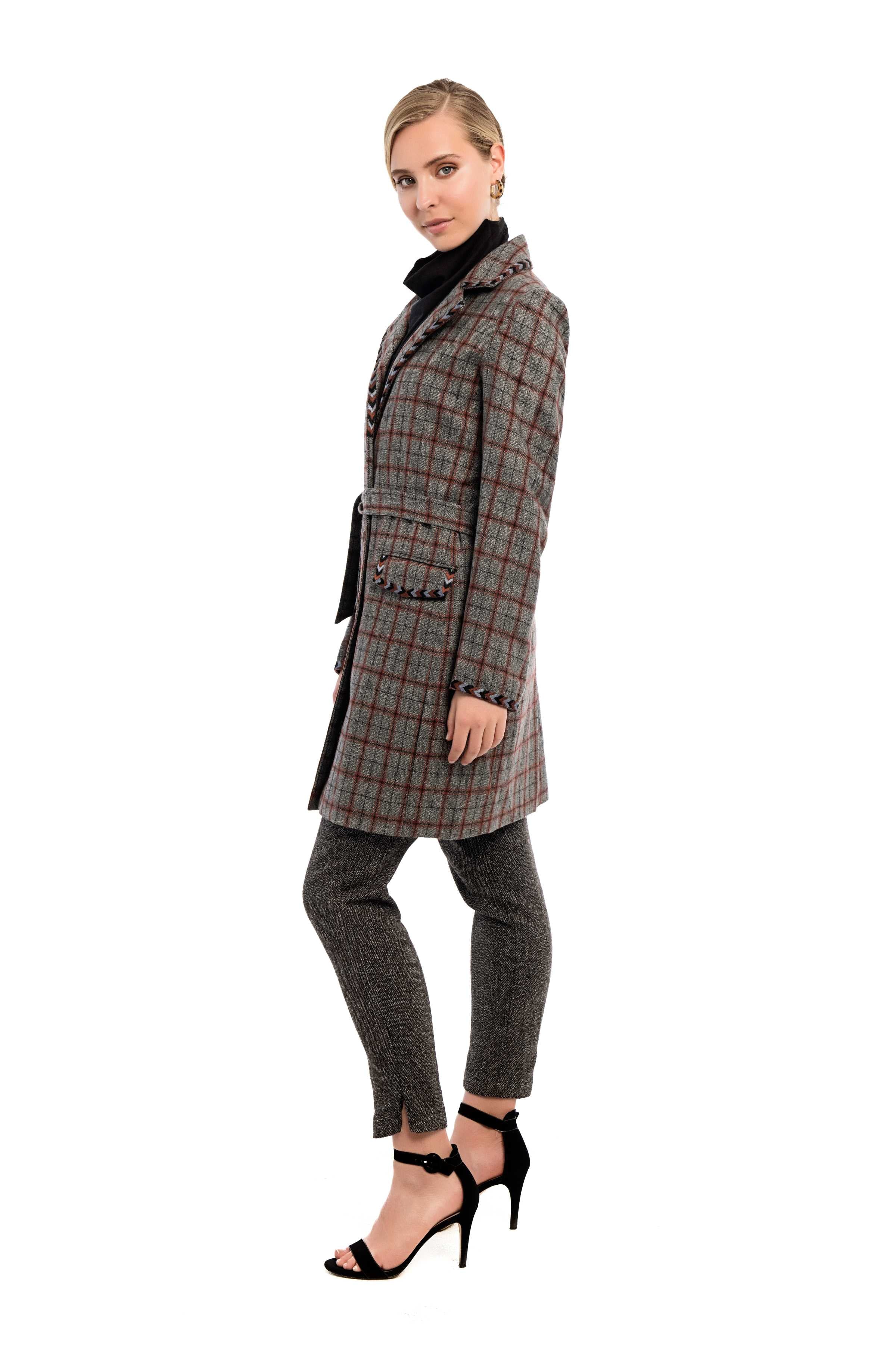 CINQUEFOIL Plaid Embroidered Coat