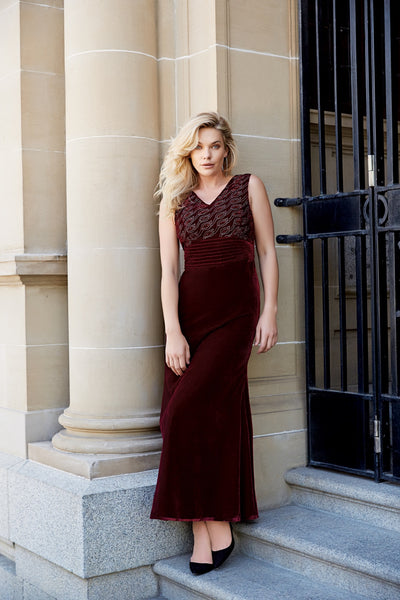 PRIMULA Embroidered Silk Velvet Gown